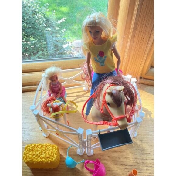 Barbie Hugs N Horses Playset With Dolls Pony Accessories & Stable Set Mattel - Picture 8 of 8